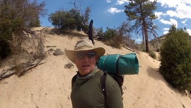 Vintage Pack and Bedroll along the PCT